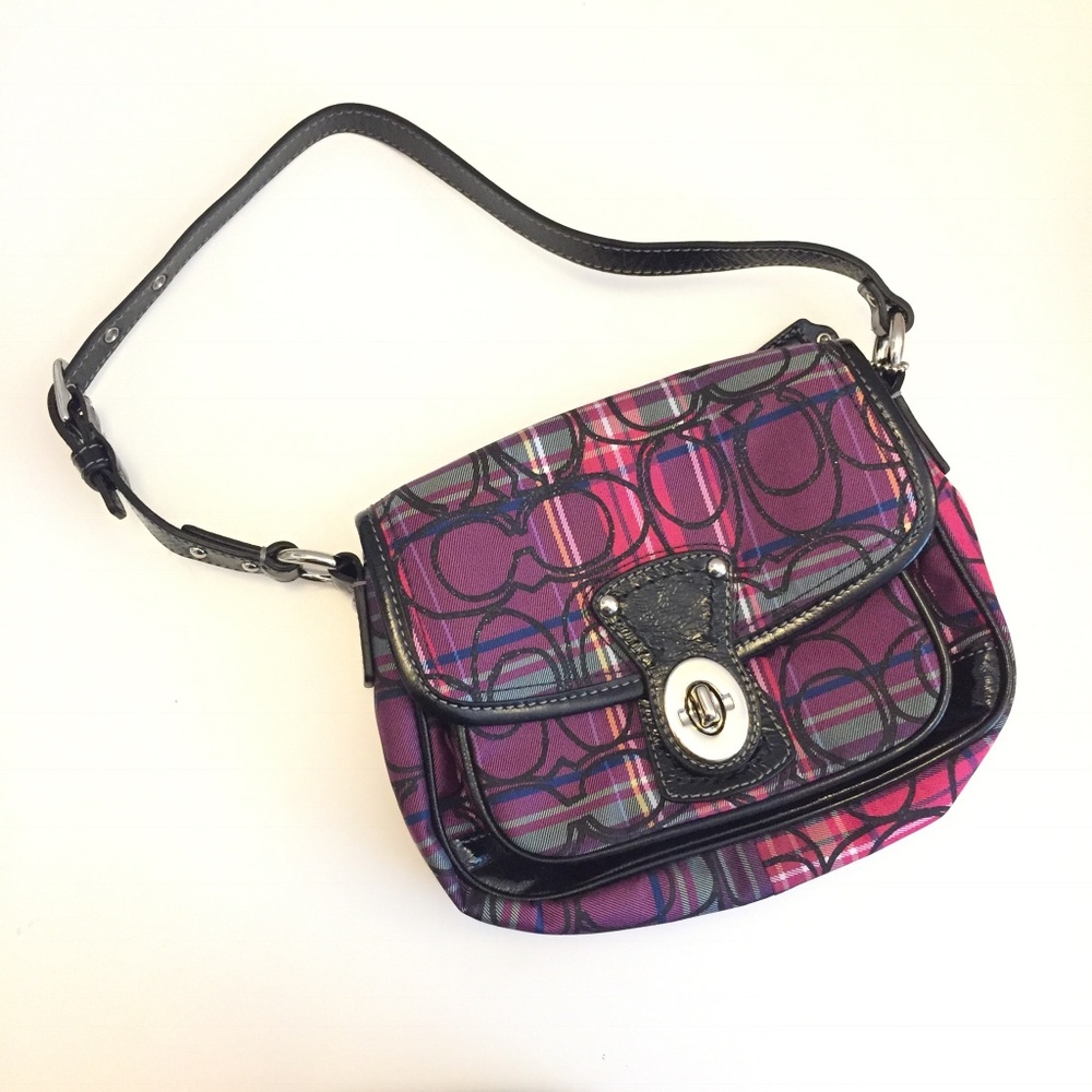Coach Tartan Penny Flap Small Shoulder Purse Plaid